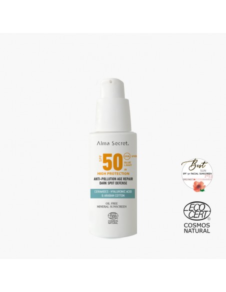 CREMA FACIAL CON ALTA PROTECCIÓN SOLAR SPF 50, CERAMIDAS Y COMPLEJO ANTIMANCHAS